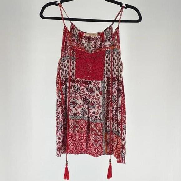 Bohemian Red Floral Print Tank Top - Picture 1 of 2